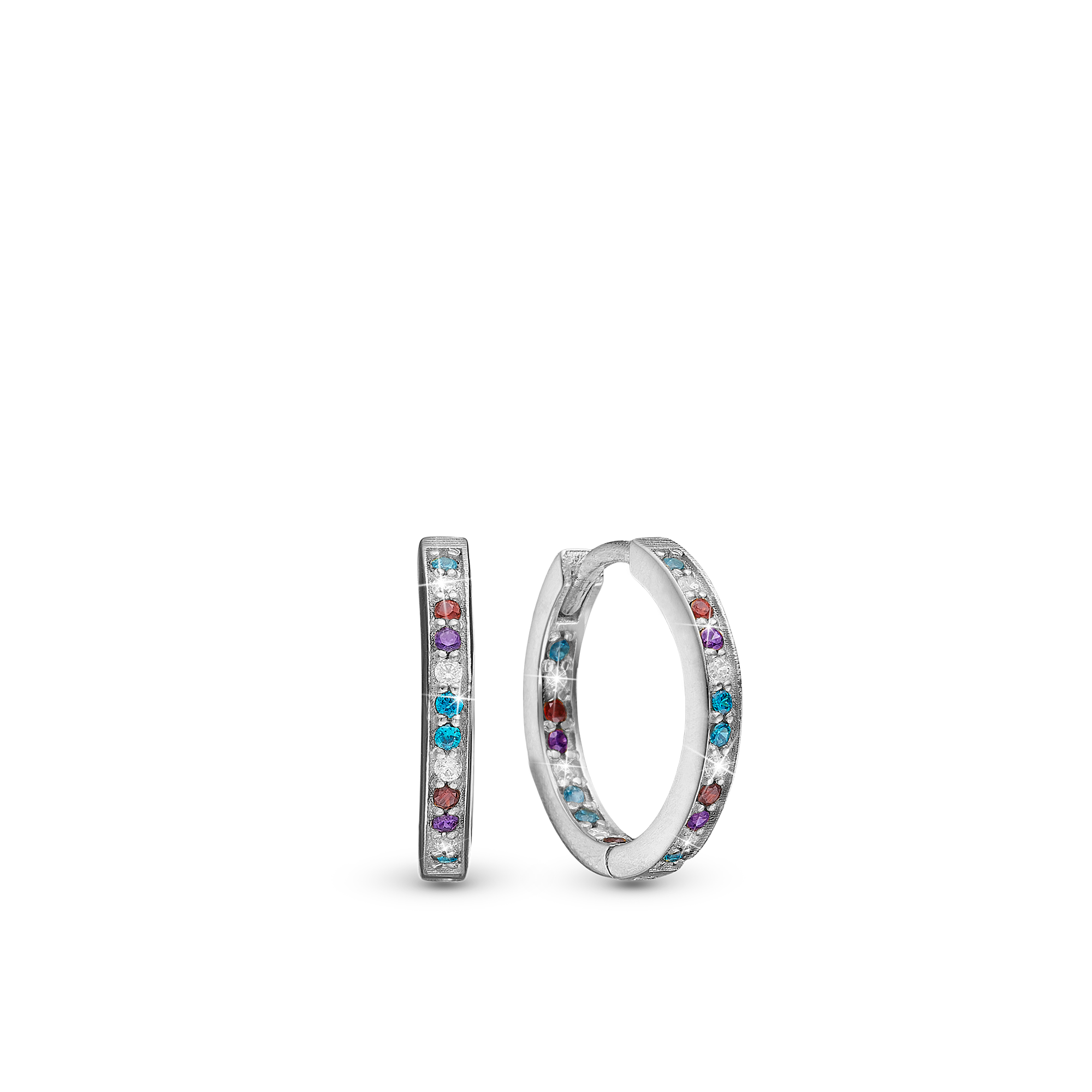 ColoWatchful World Hoops - Polished with 42 Multi color Cubic Zirkonia
