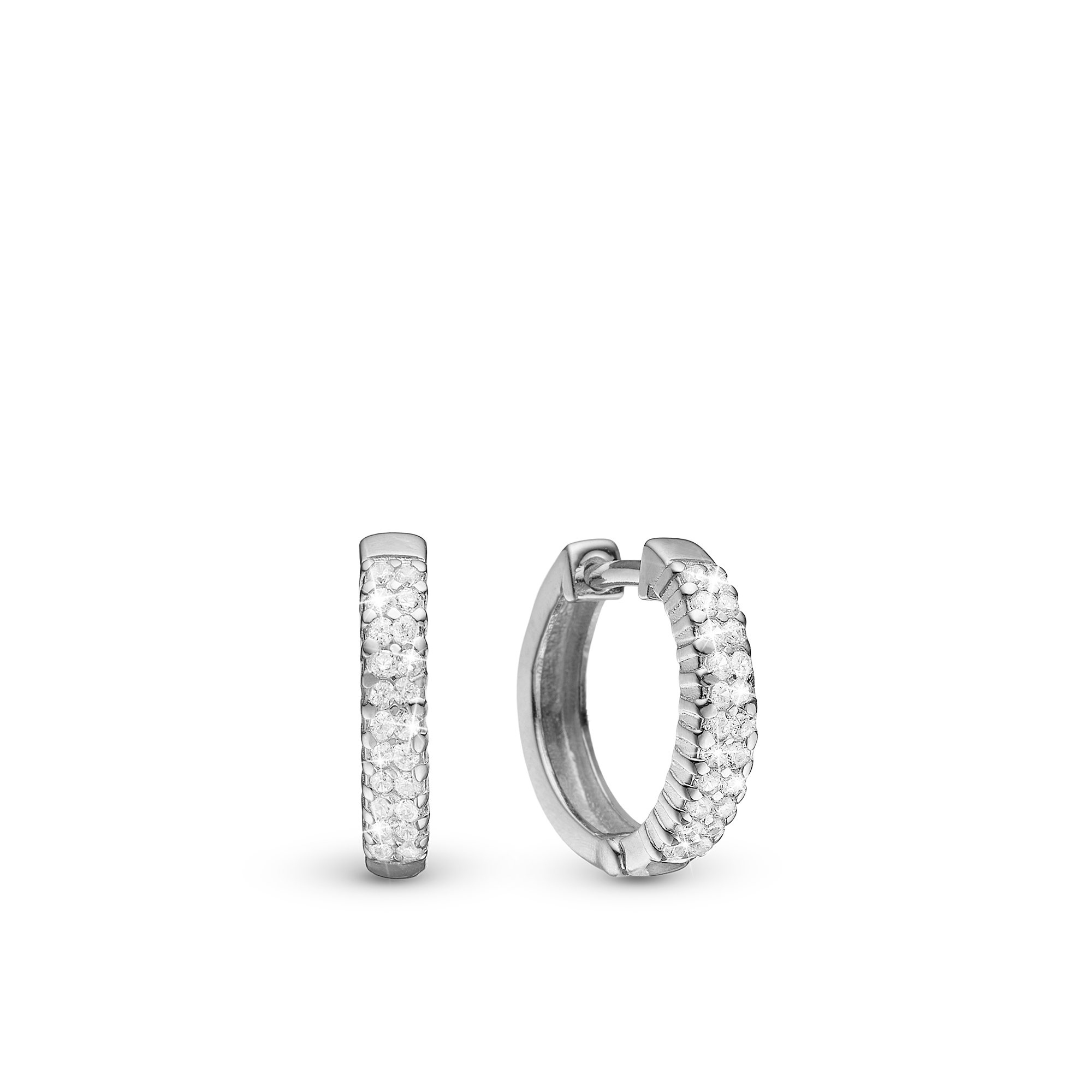 Charmed Hoops - Polished Sterling Silver with 44 Cubic Zirkonia