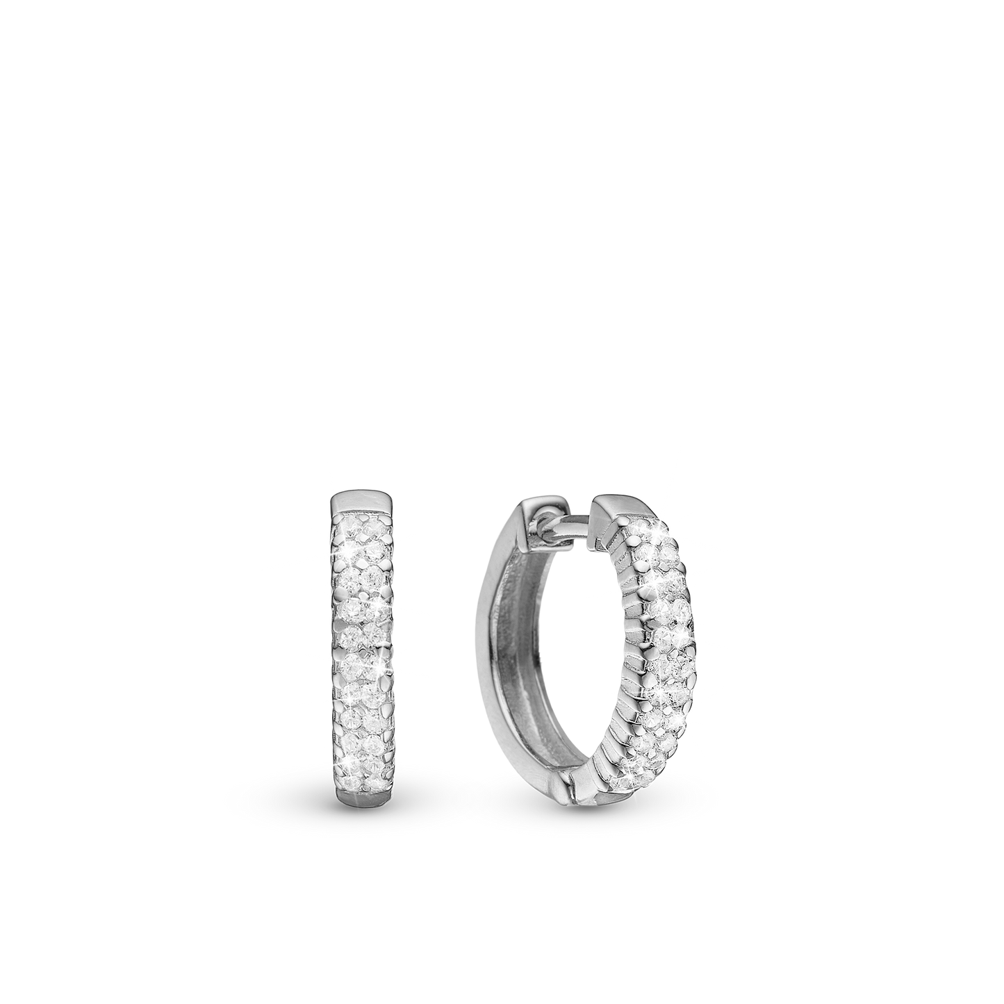 Charmed Hoops - Polished Sterling Silver with 44 Cubic Zirkonia