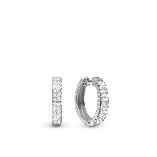 Charmed Hoops - Polished Sterling Silver with 44 Cubic Zirkonia