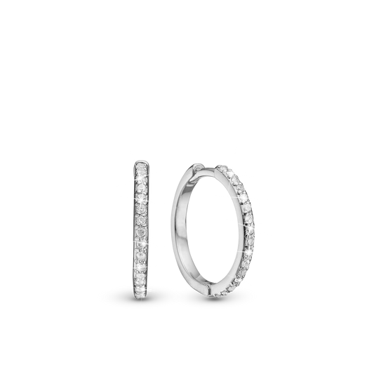 Twinkle Hoops - Polished Sterling Silver with 24 white Cubic Zirkonia