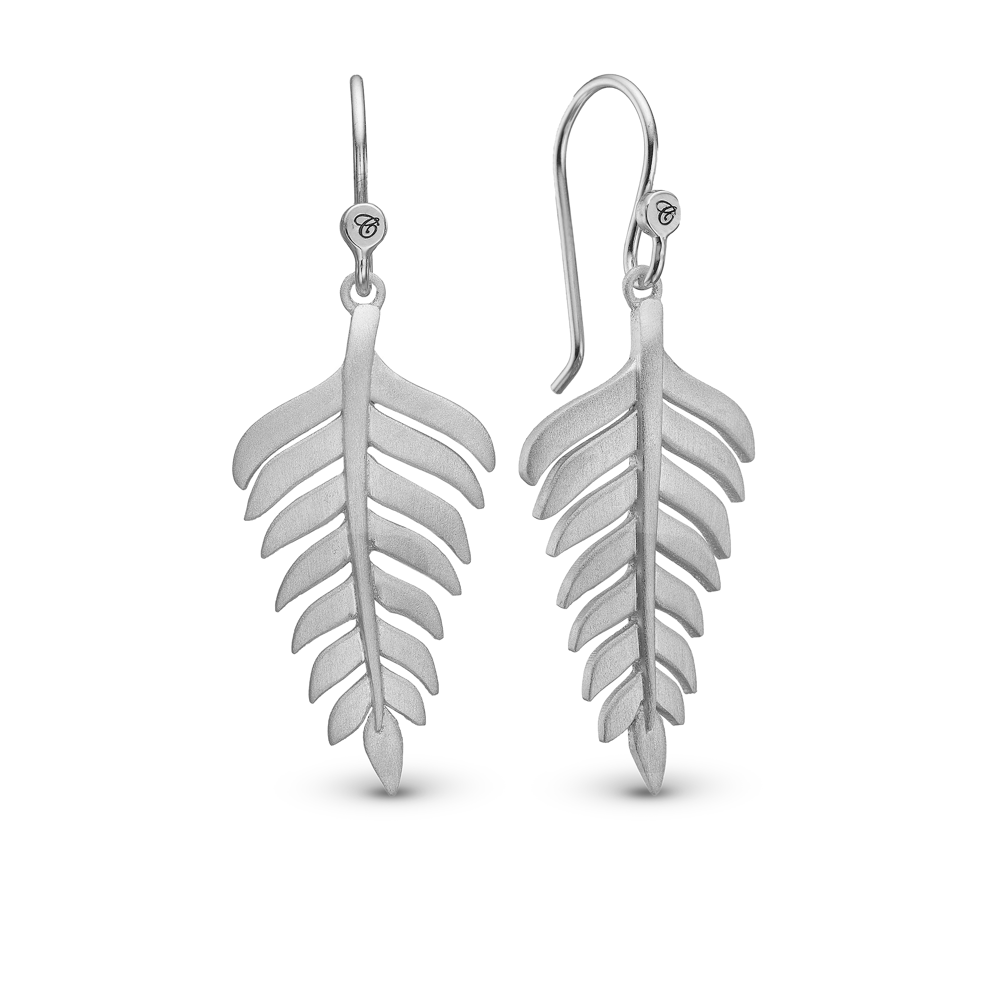 Fern Leaf Dangle Earring - Satin Sterling Silver