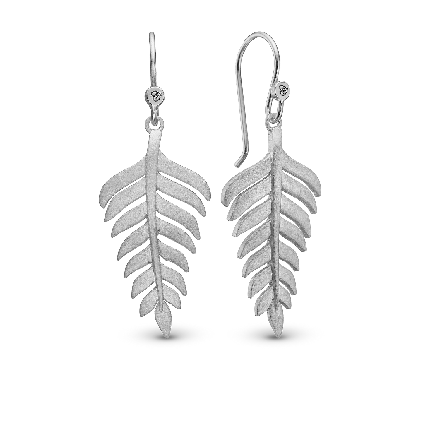 Fern Leaf Dangle Earring - Satin Sterling Silver