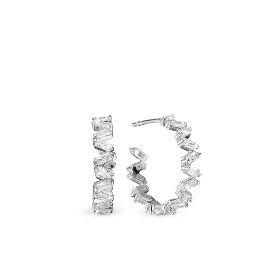 Twist & Shine Hoops - Sterling Silver with Cubic Zirkonia