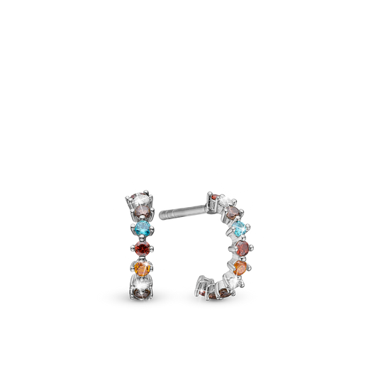 Rainbow Hoops - Sterling Silver with 16 Multi color Cubic Zirkonia
