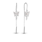Sparkling Butterfly Dangle Earring - Polished Sterling Silver with 40 white Cubic Zirkonia