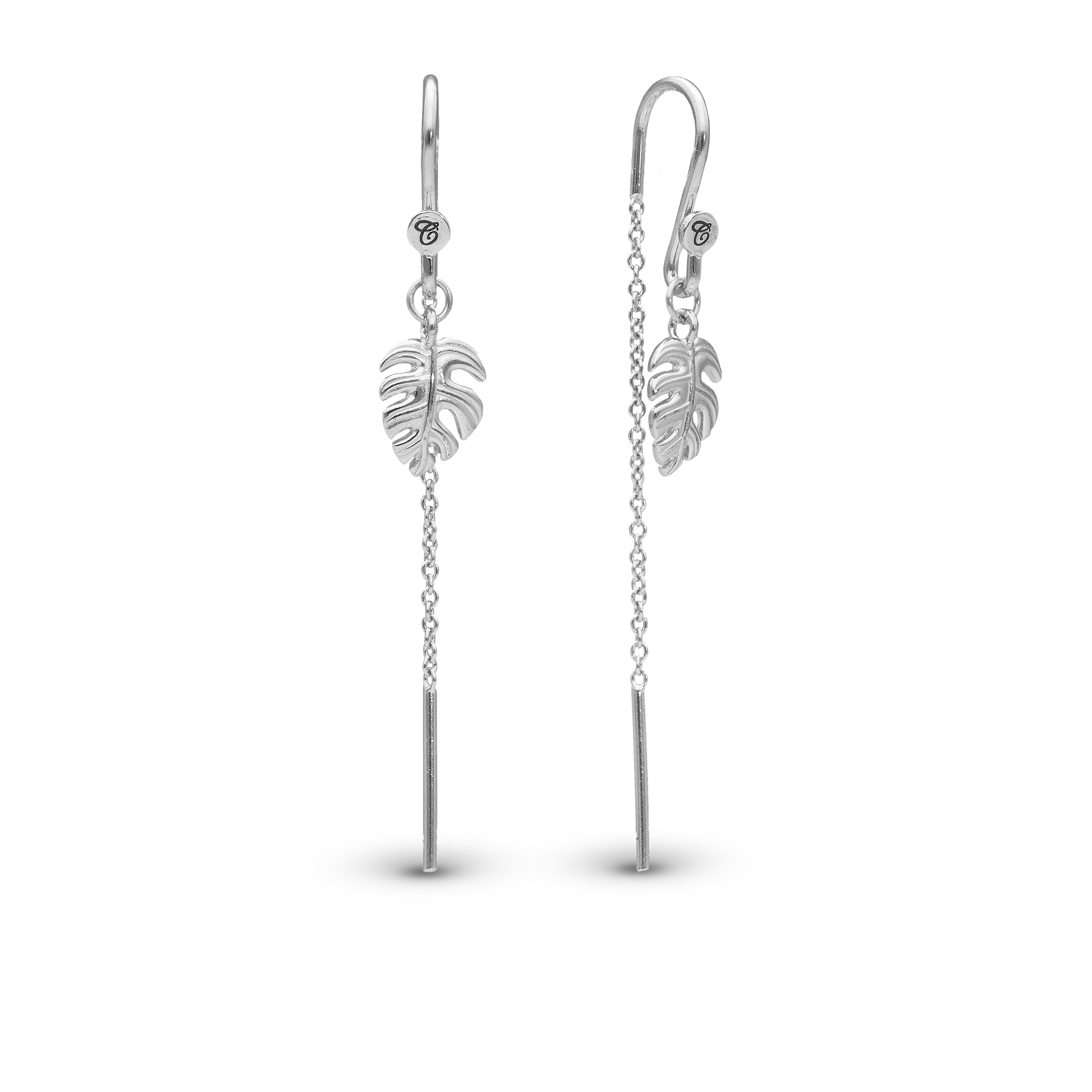 Long Rainforest Dangle Earring - Polished Sterling Silver