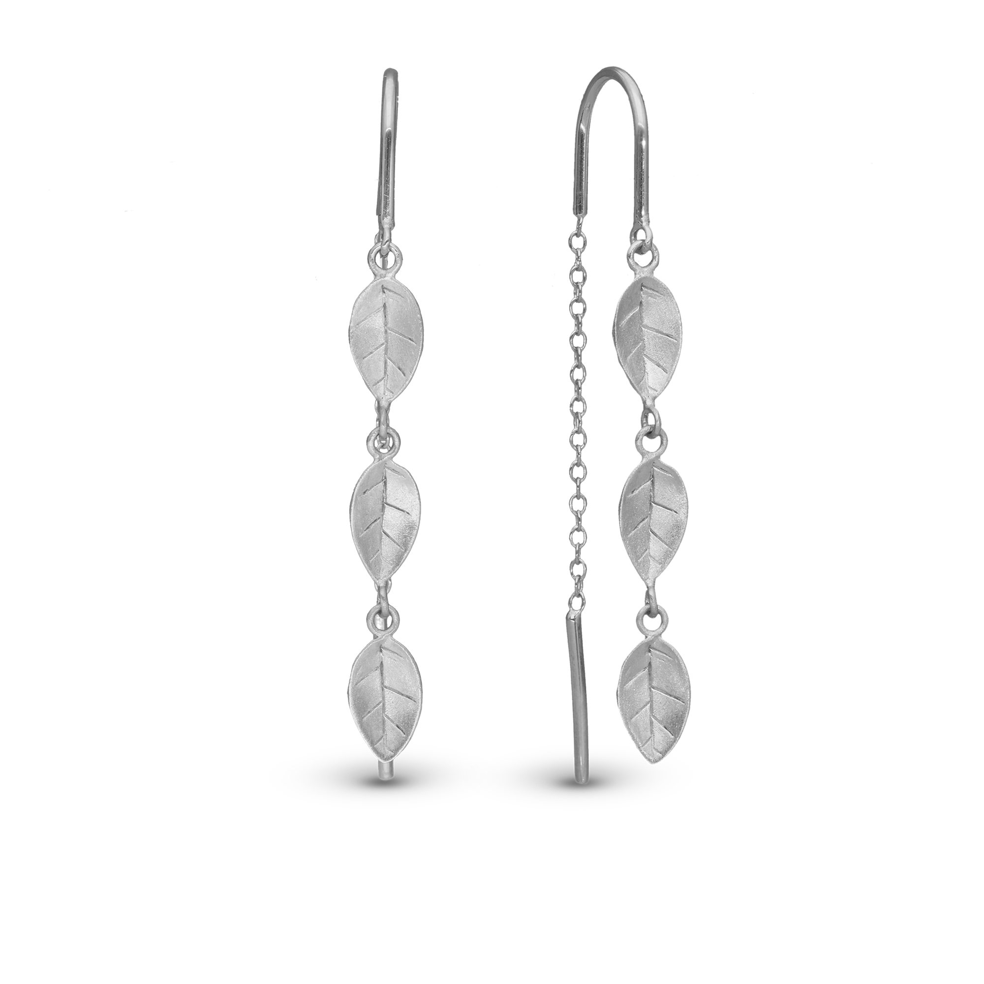 Leafs Dangle Earring - Brushed Sterling Silver