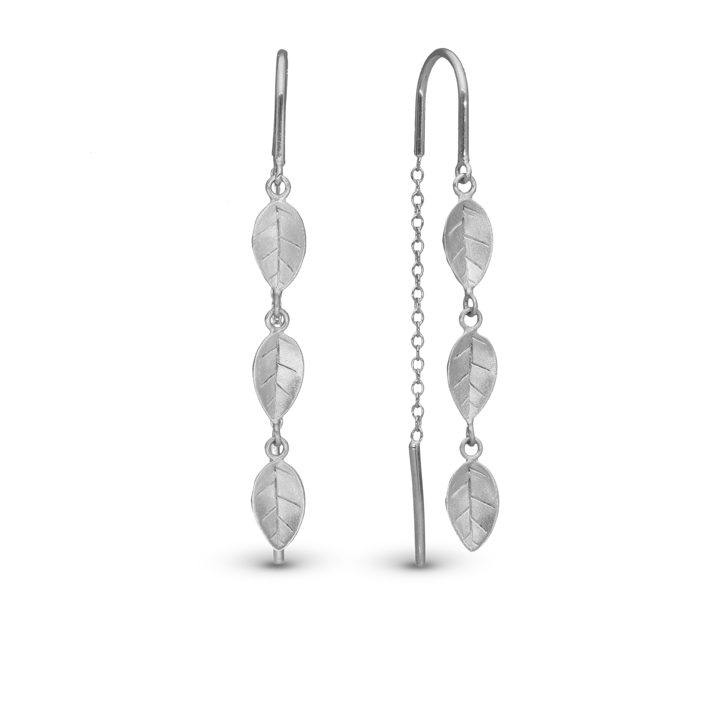 Leafs Dangle Earring - Brushed Sterling Silver