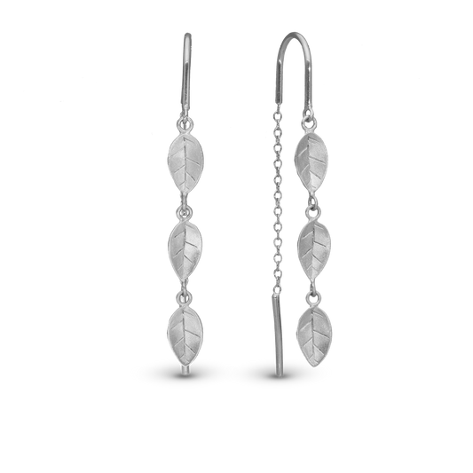 Leafs Dangle Earring - Brushed Sterling Silver