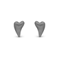 Brushed Hearts Stud Earrings - Ruthenium Plated