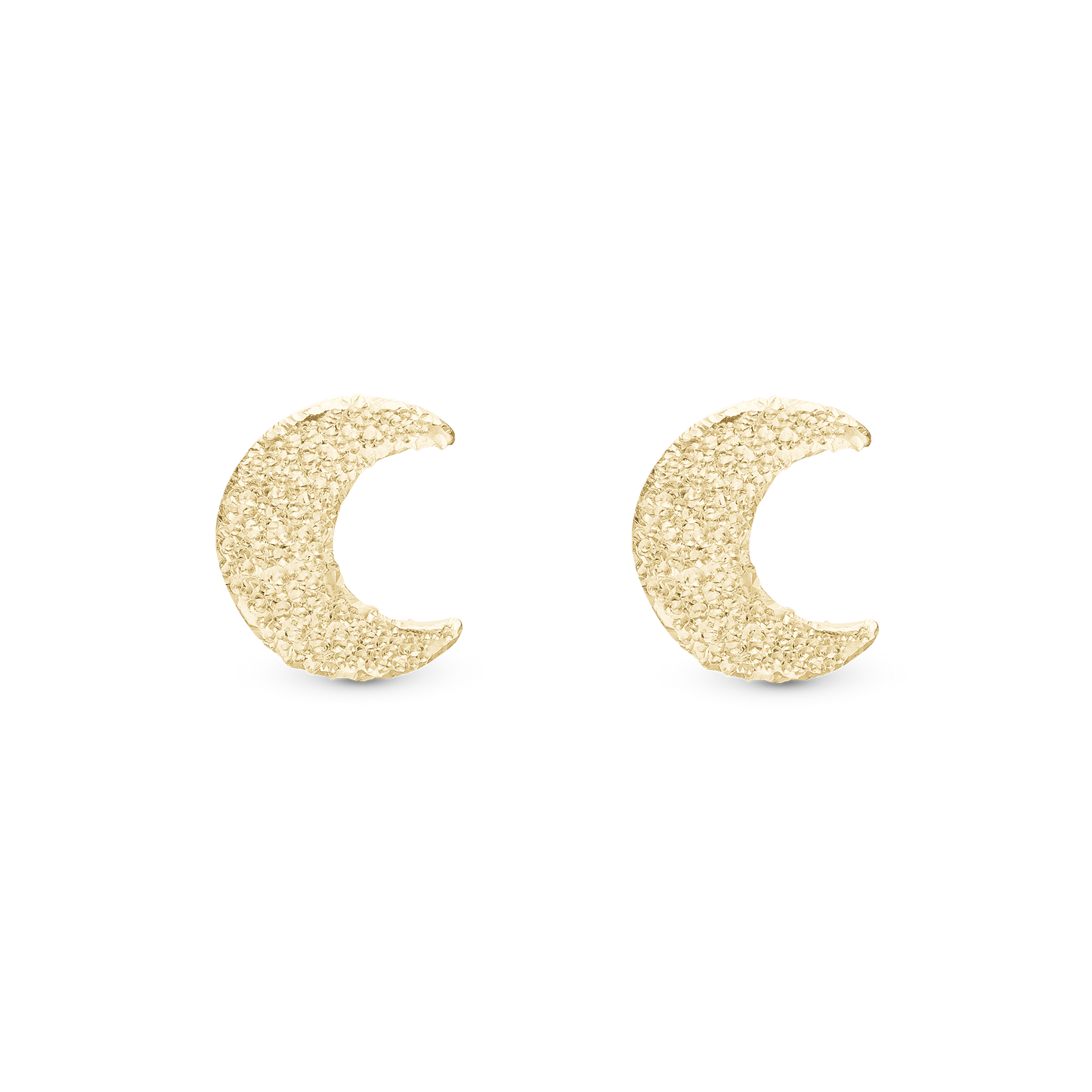 Sparkling Moon Stud Earrings - Glitrende Gold Plated Sterling Silver