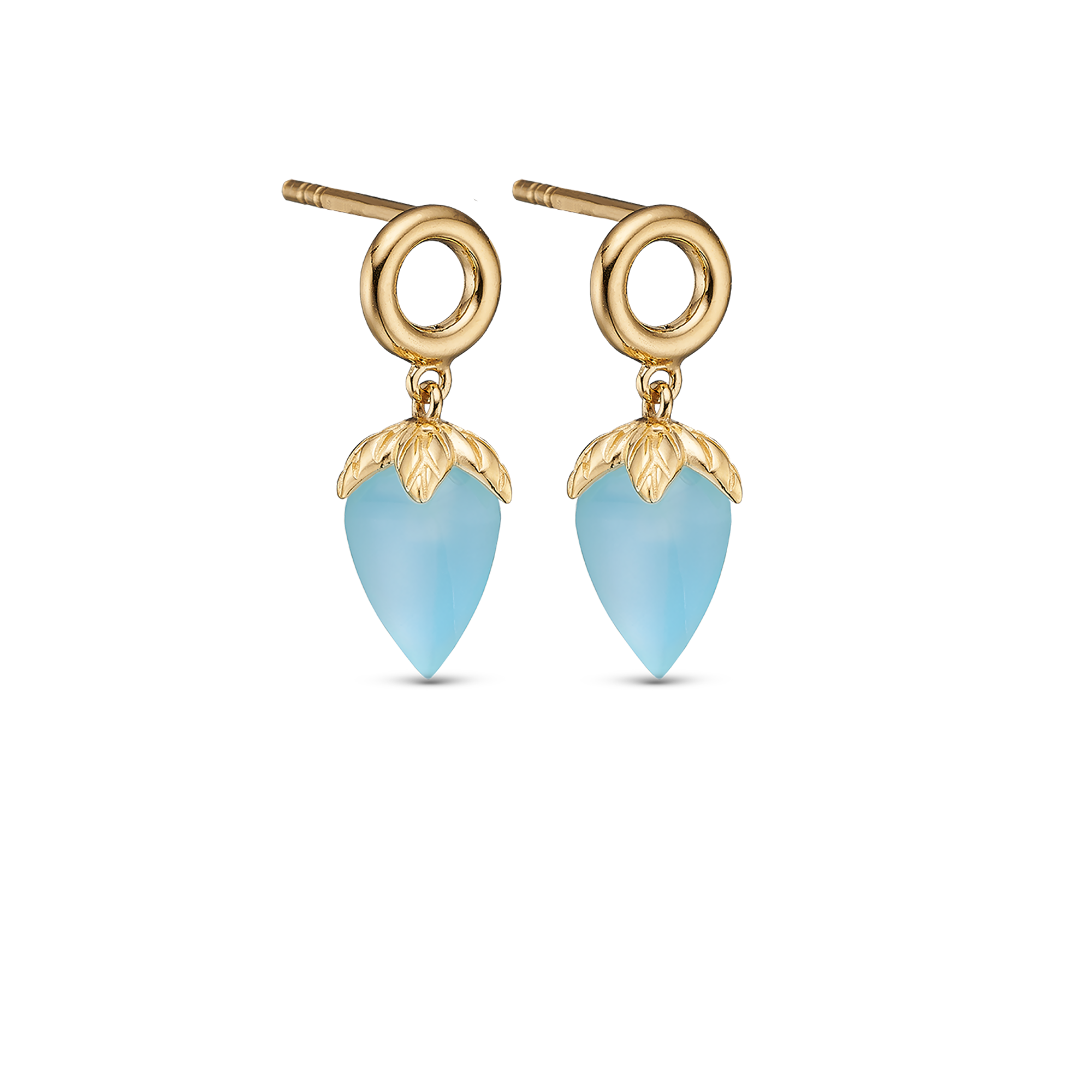 Blue Chalcedony Stud Earrings - CHRISTINA