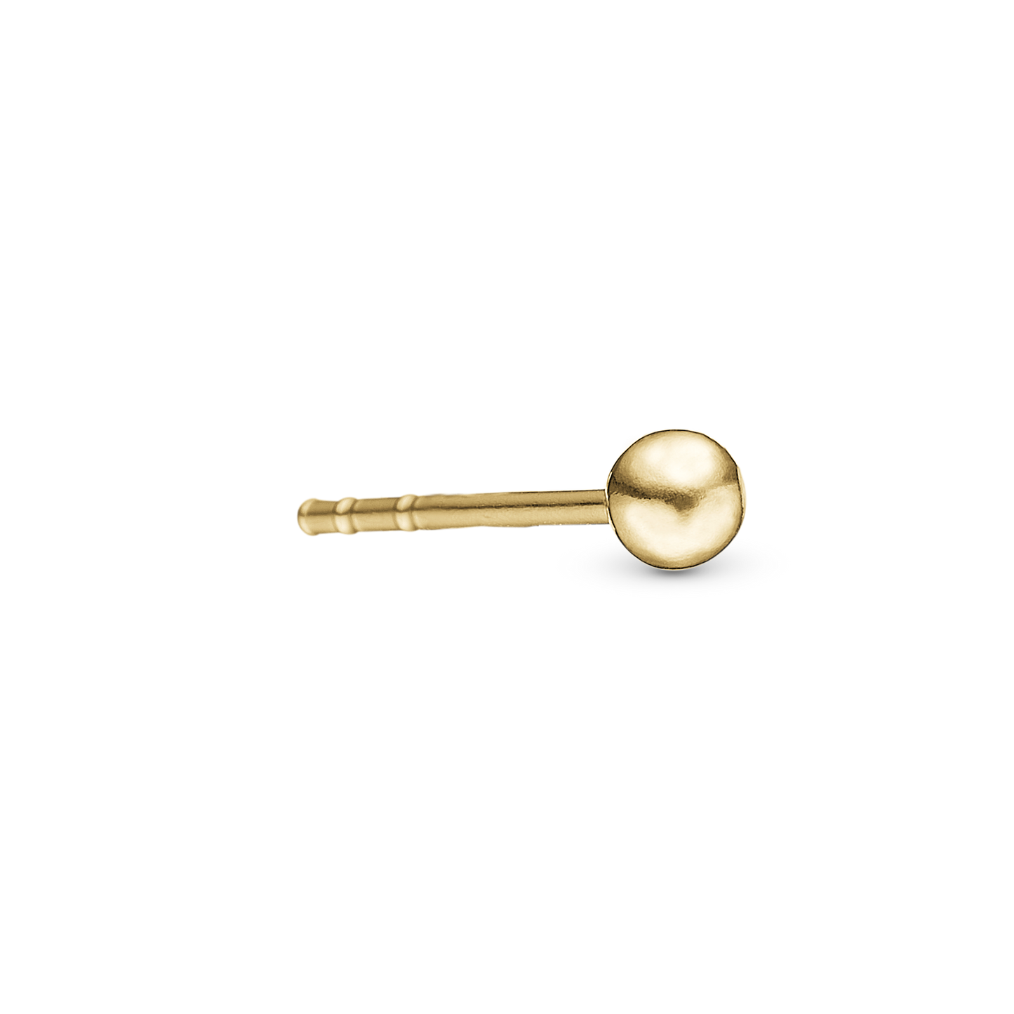 Ball Simple Earring Stud / Single Stud - Polished Gold Plated Sterling Silver