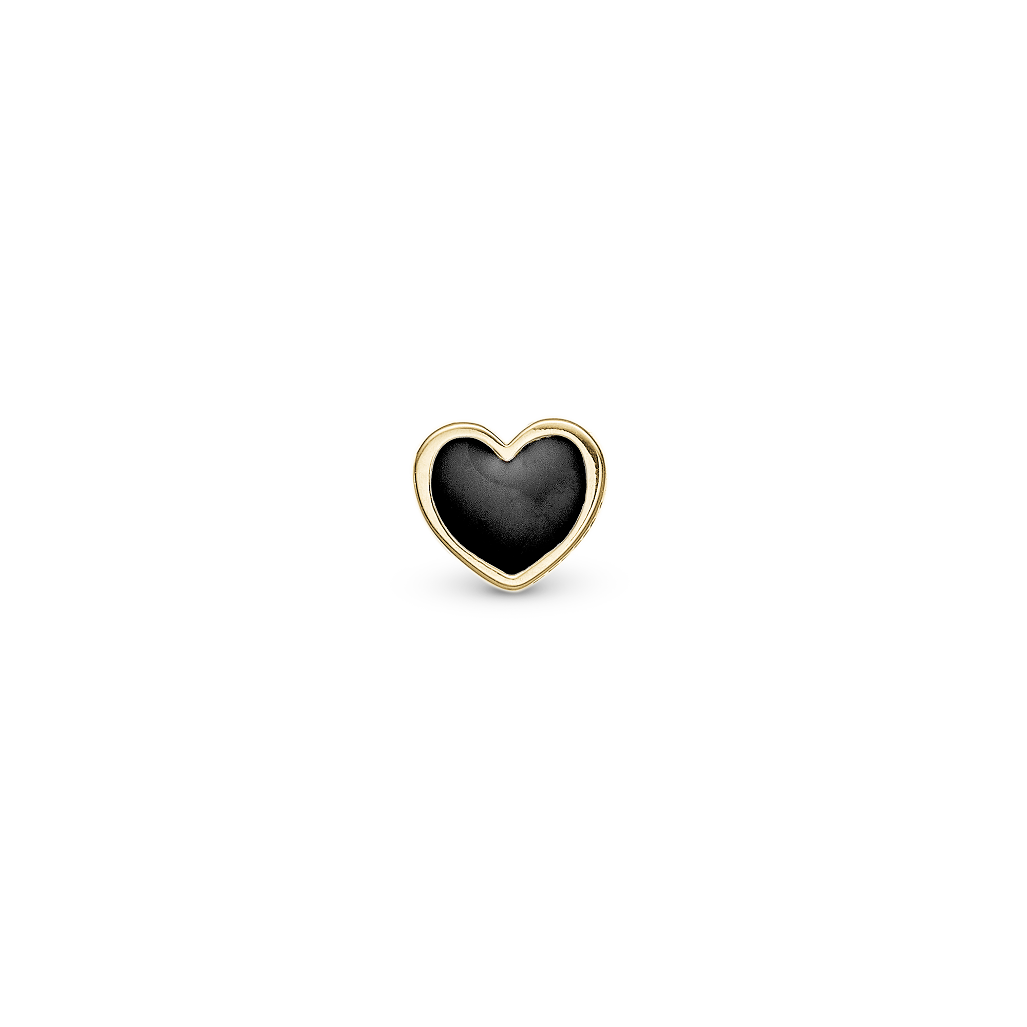 Black Heart Simple Earring Stud / Single Stud - Gold Plated Sterling Silver