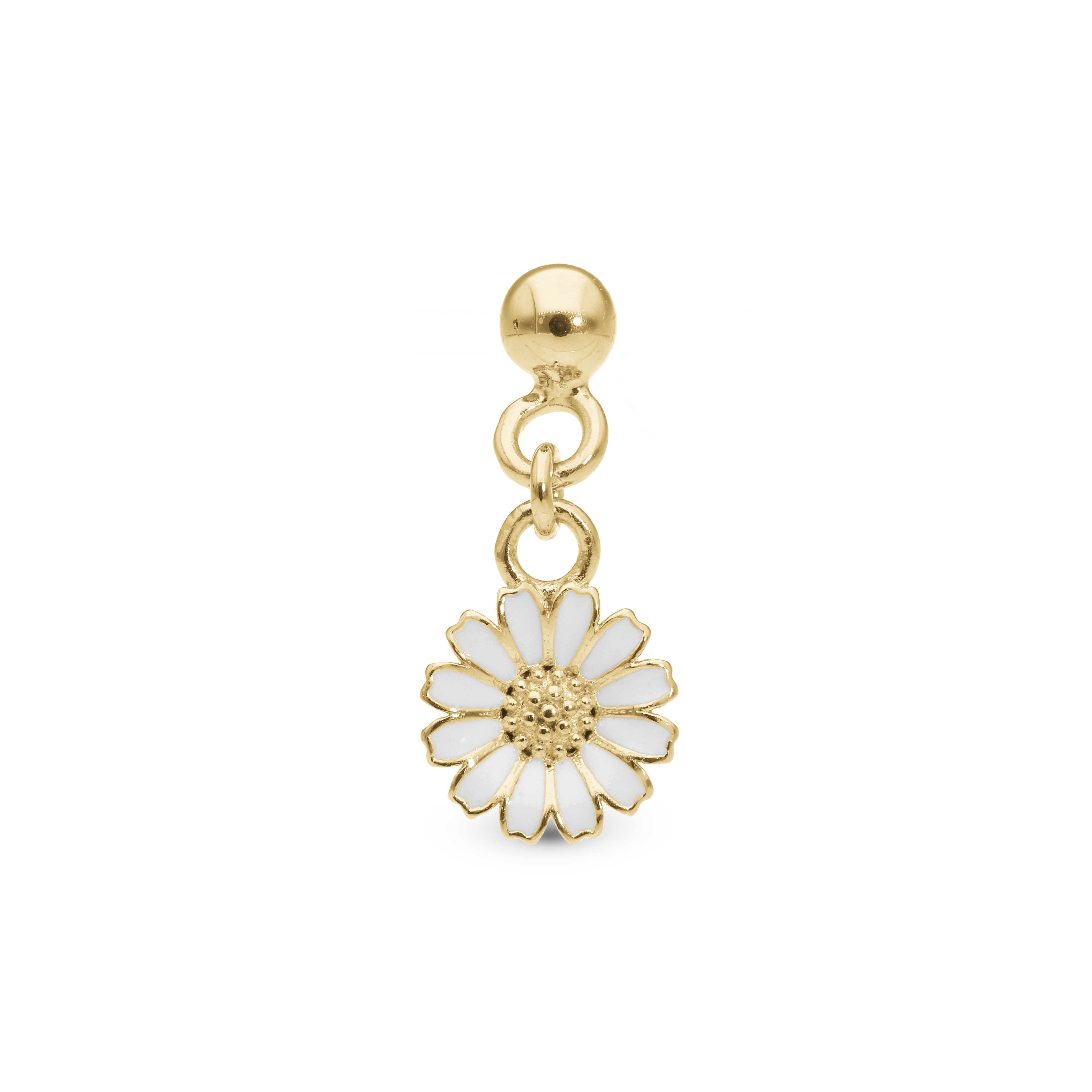 Dangling Marguerite Simple Earring Stud / Single Stud - Polished Gold Plated Sterling Silver