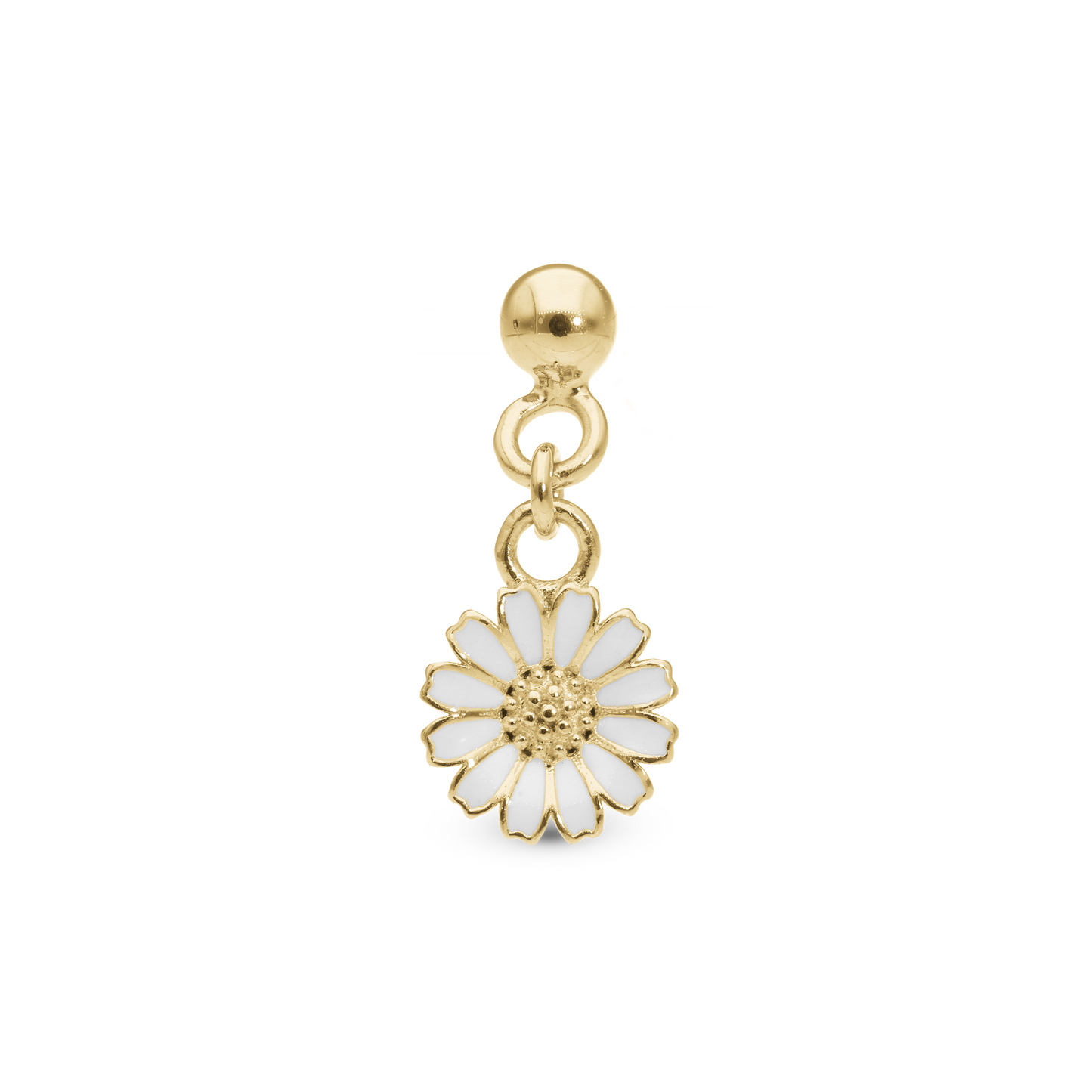 Dangling Marguerite Simple Earring Stud / Single Stud - Polished Gold Plated Sterling Silver