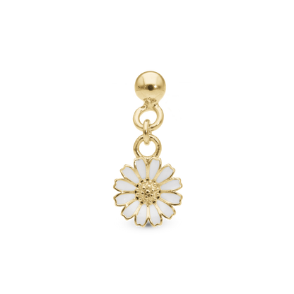 Dangling Marguerite Simple Earring Stud / Single Stud - Polished Gold Plated Sterling Silver