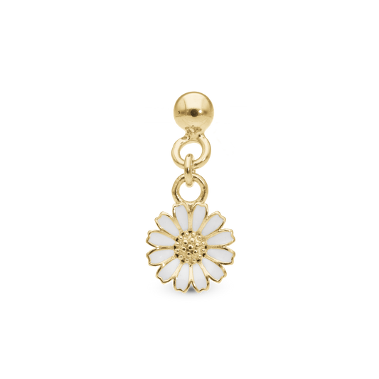 Dangling Marguerite Simple Earring Stud / Single Stud - Polished Gold Plated Sterling Silver