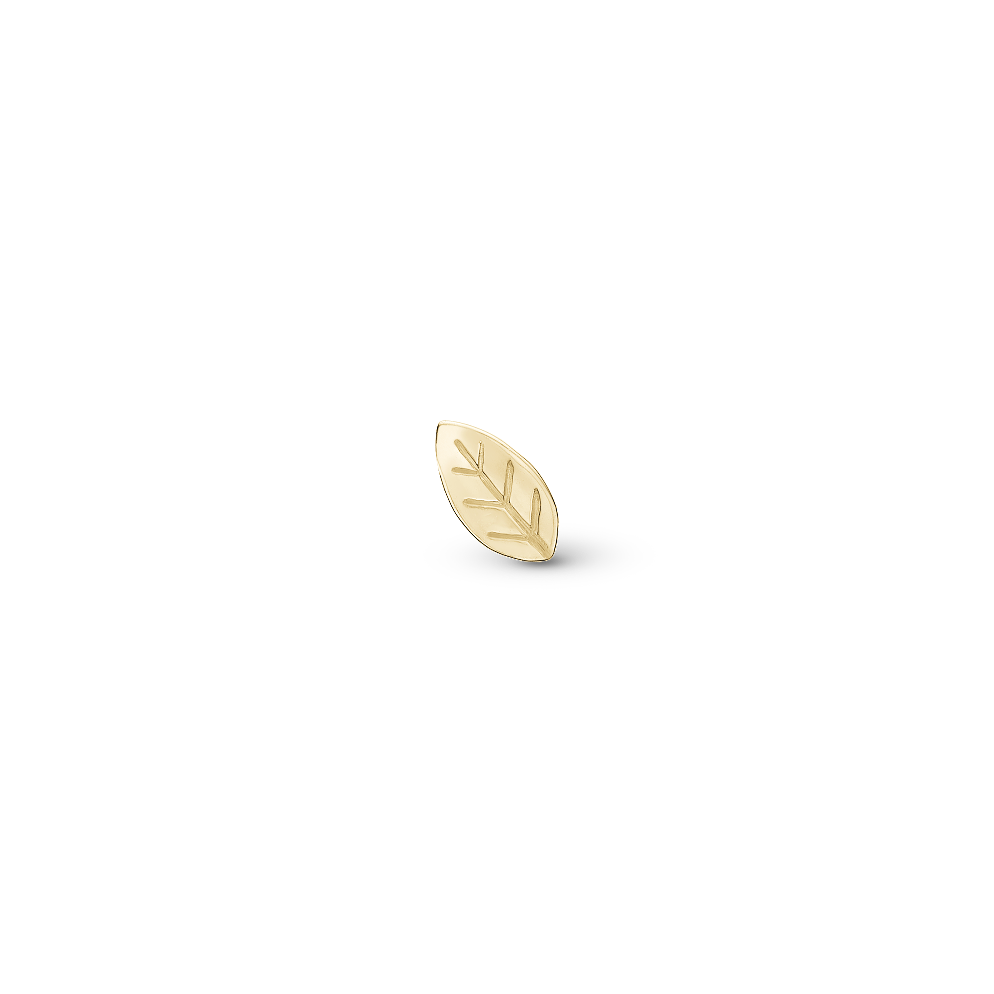 Leaf Simple Earring Stud / Single Stud - Polished Gold Plated Sterling Silver