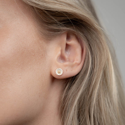8mm Marguerite Simple Earring Stud / Single Stud - Gold Plated Sterling Silver