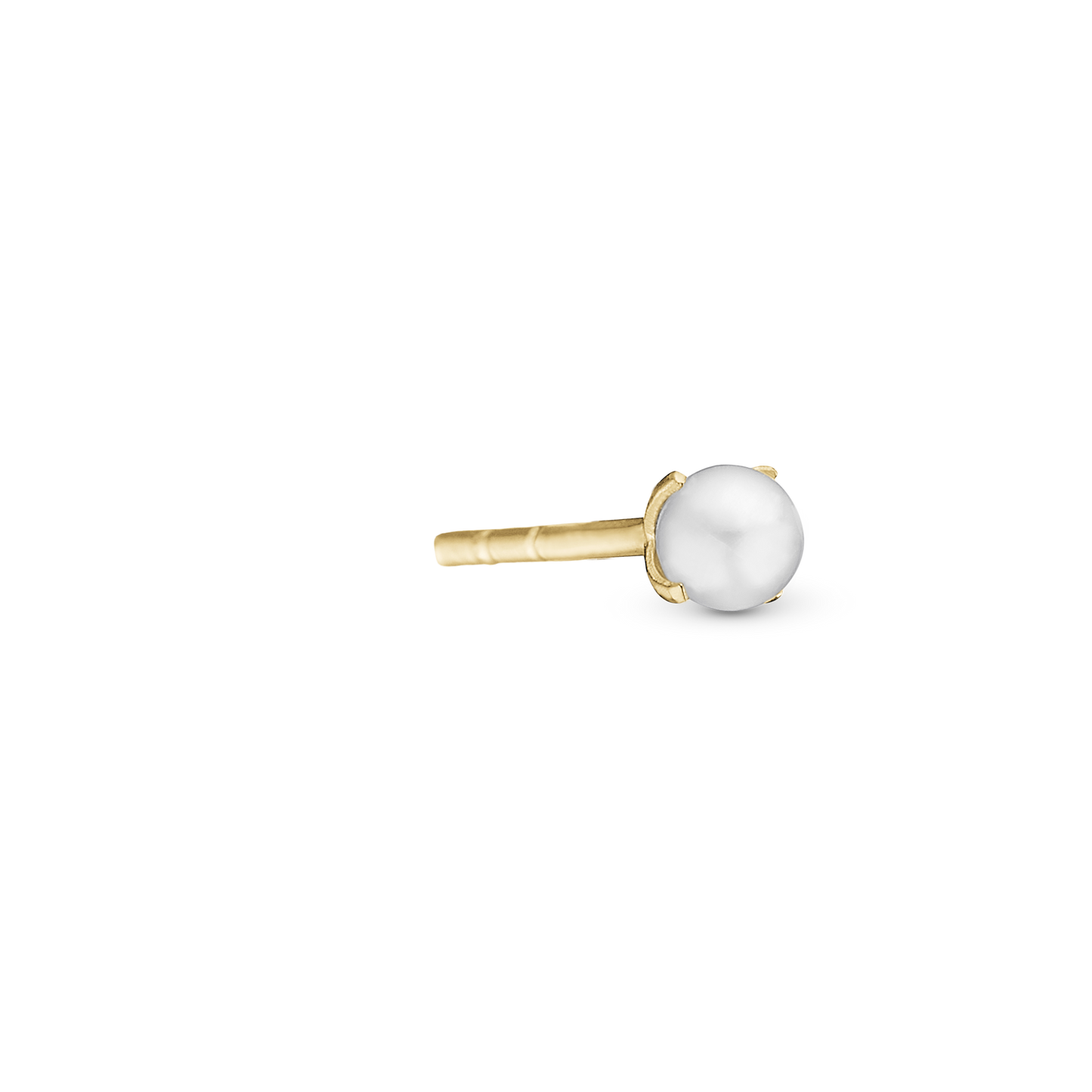Pearl Simple Earring Stud / Single Stud - Polished Gold Plated Sterling Silver with 1 Ferskvandsperle