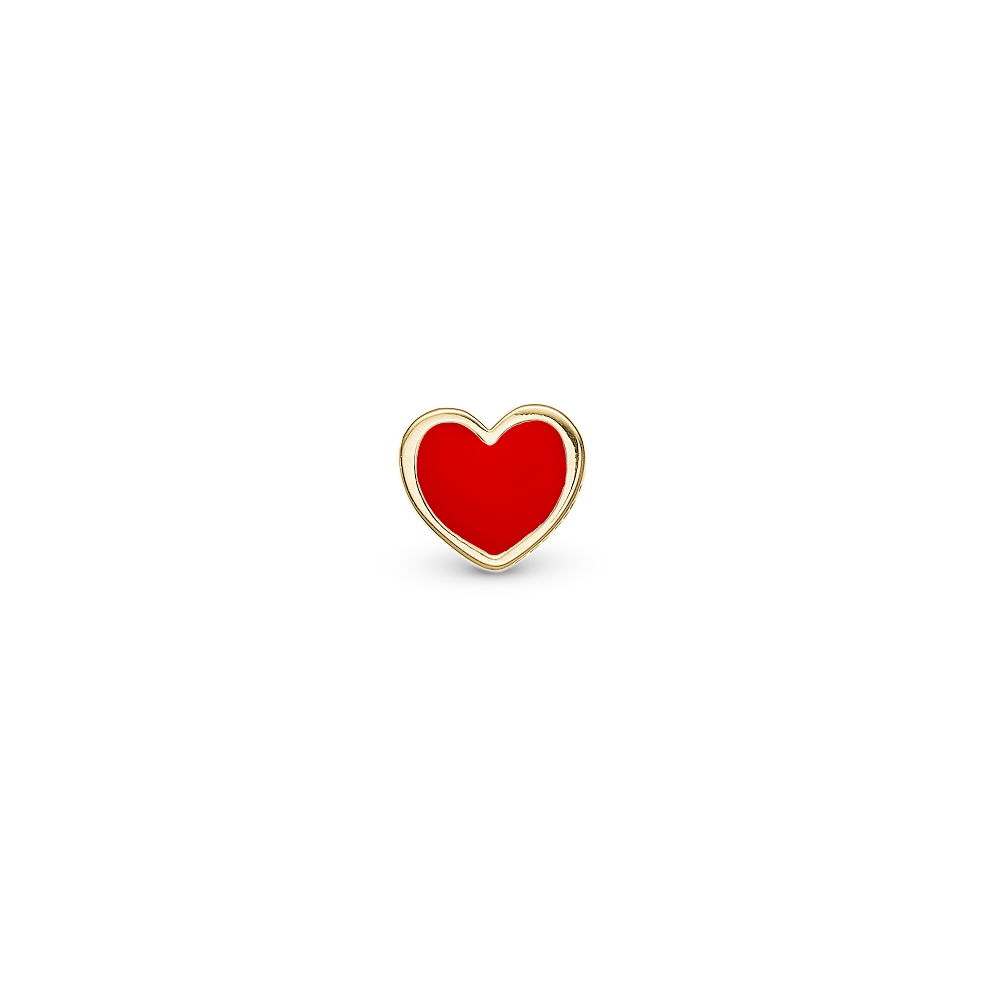 Red Heart Simple Earring Stud / Single Stud - Gold Plated Sterling Silver