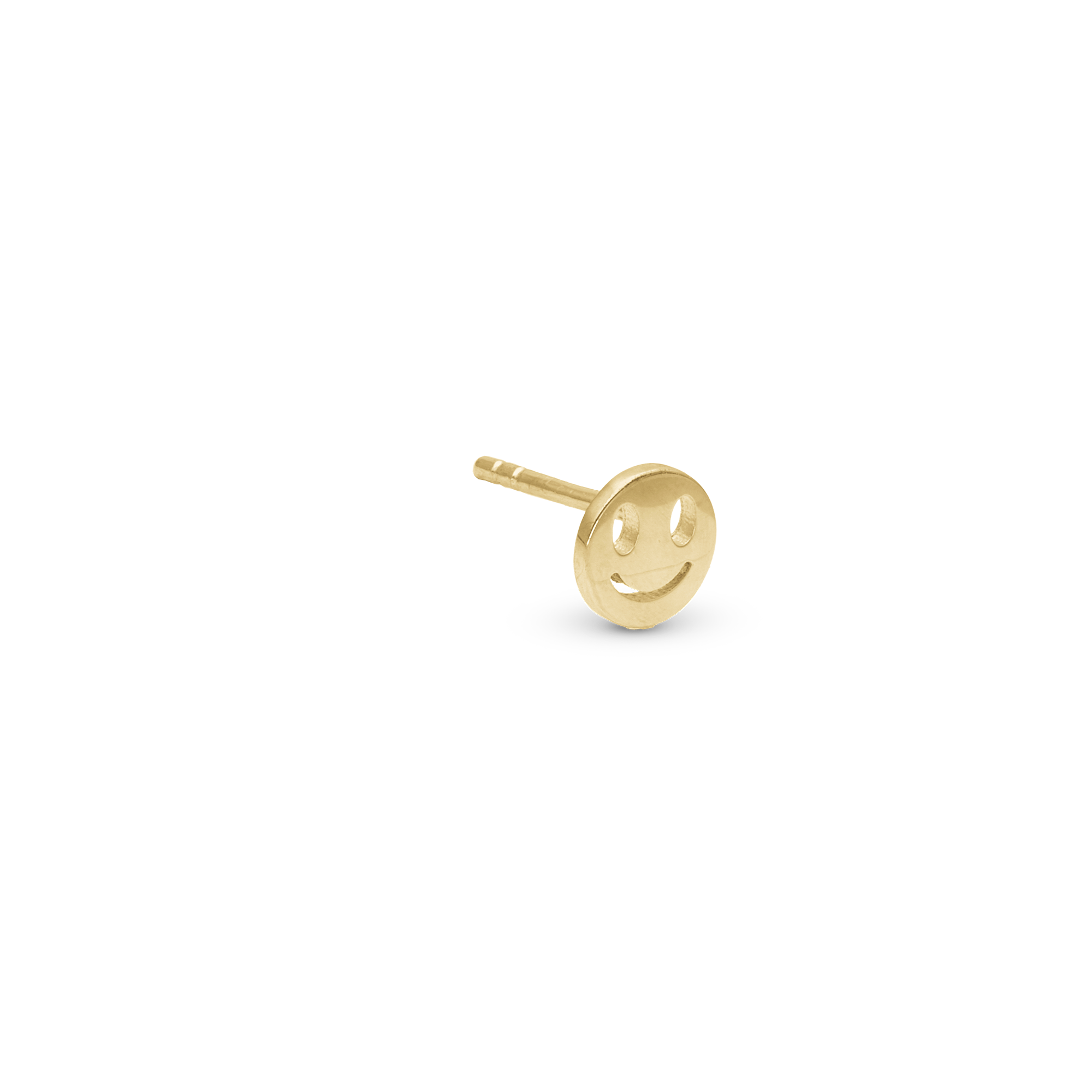 Smiling Simple Earring Stud / Single Stud - Polished Gold Plated Sterling Silver