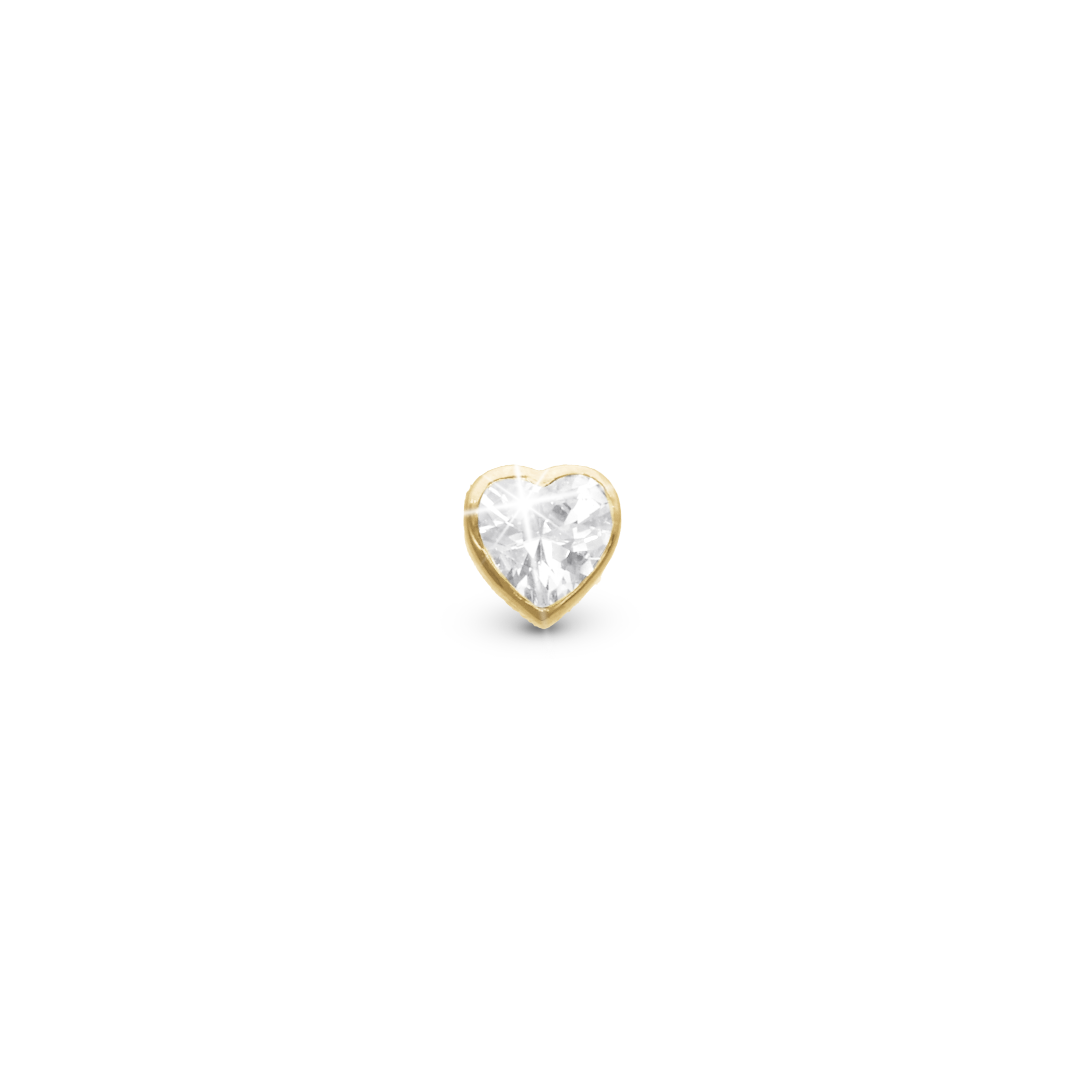 Sparkling Love Simple Earring Stud / Single Stud - Polished Gold Plated Sterling Silver with 1 Cubic Zirkonia