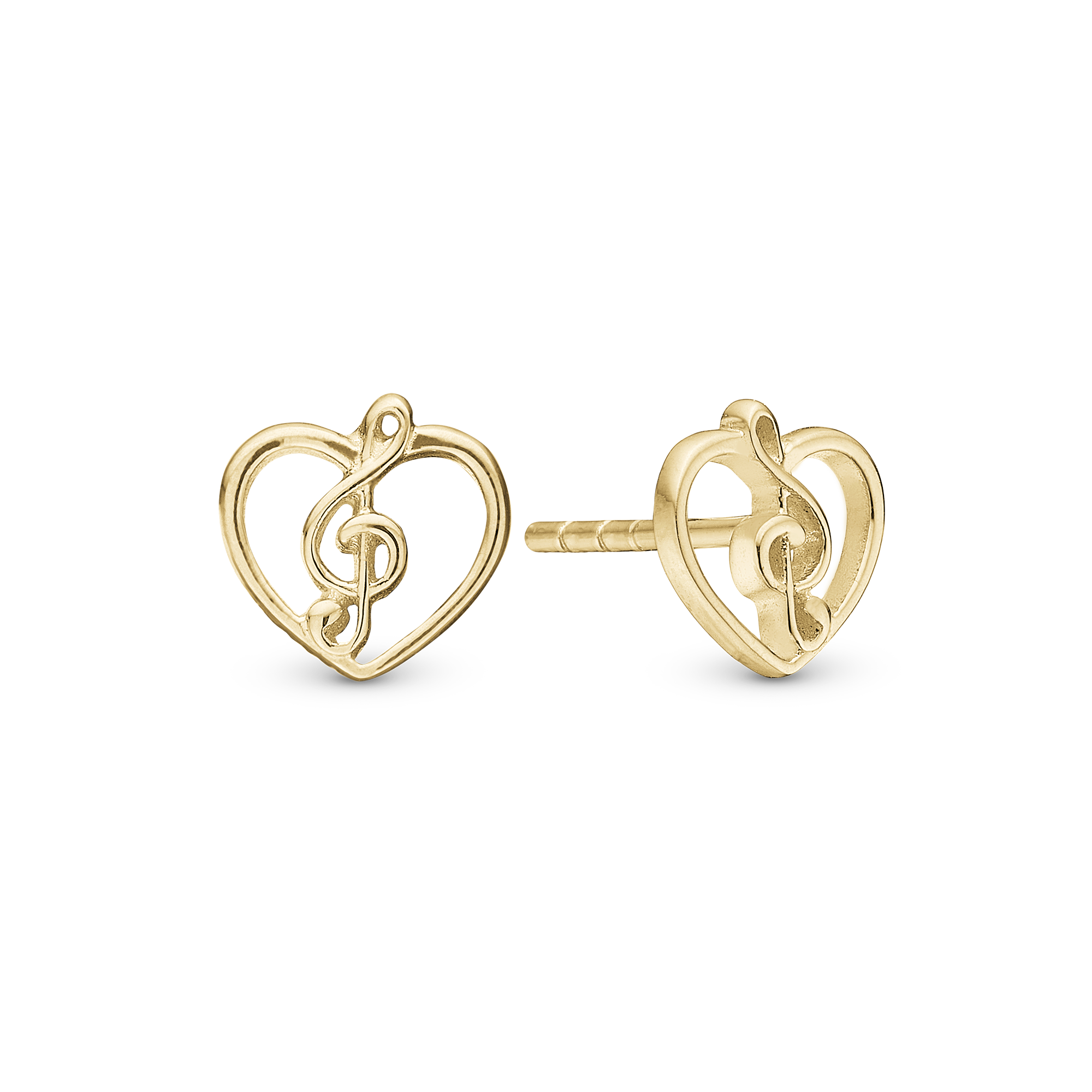 Music Love Stud Earrings - Gold Plated Sterling Silver
