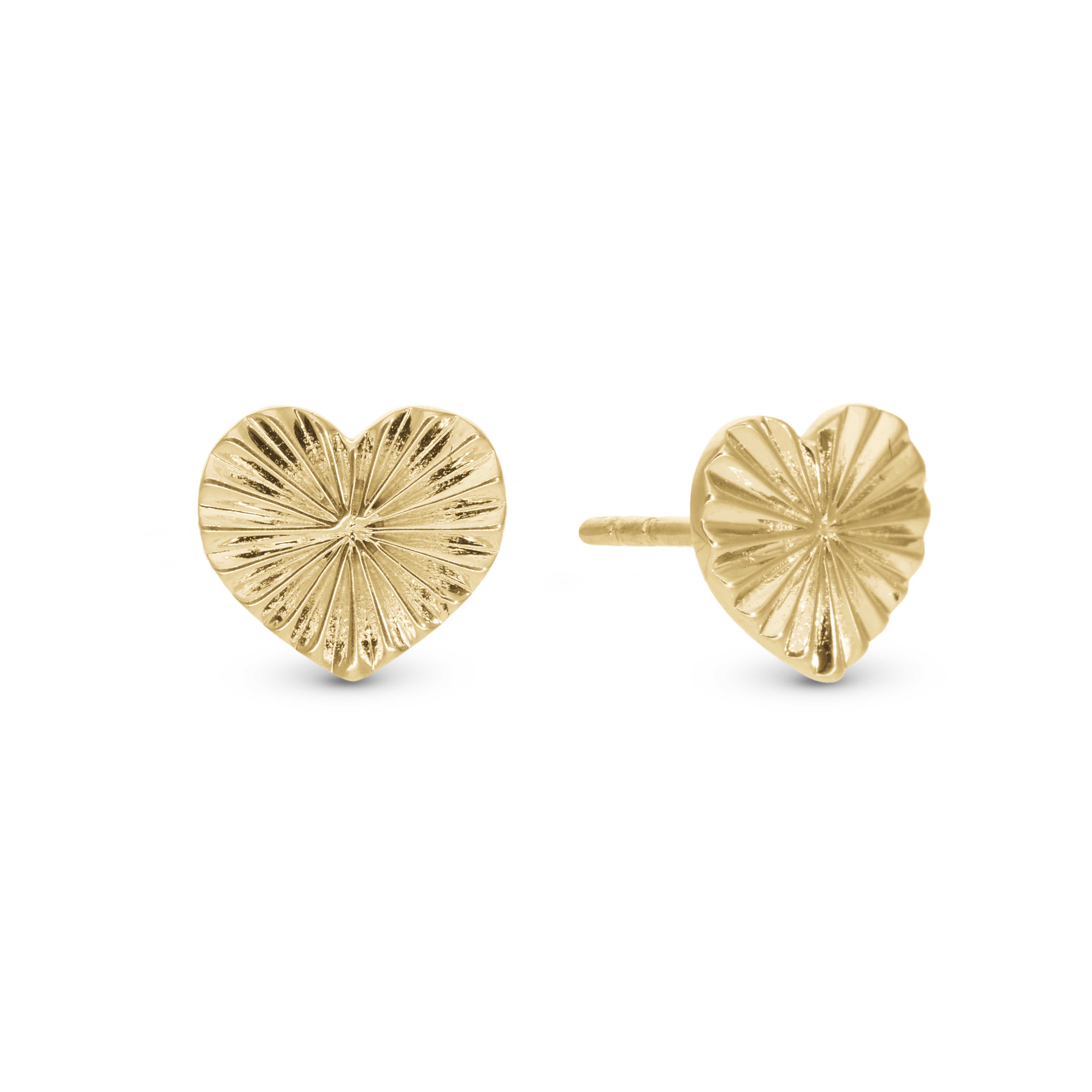 Sweet Heart Stud Earrings - Polished Gold Plated Sterling Silver