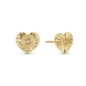 Sweet Heart Stud Earrings - Polished Gold Plated Sterling Silver