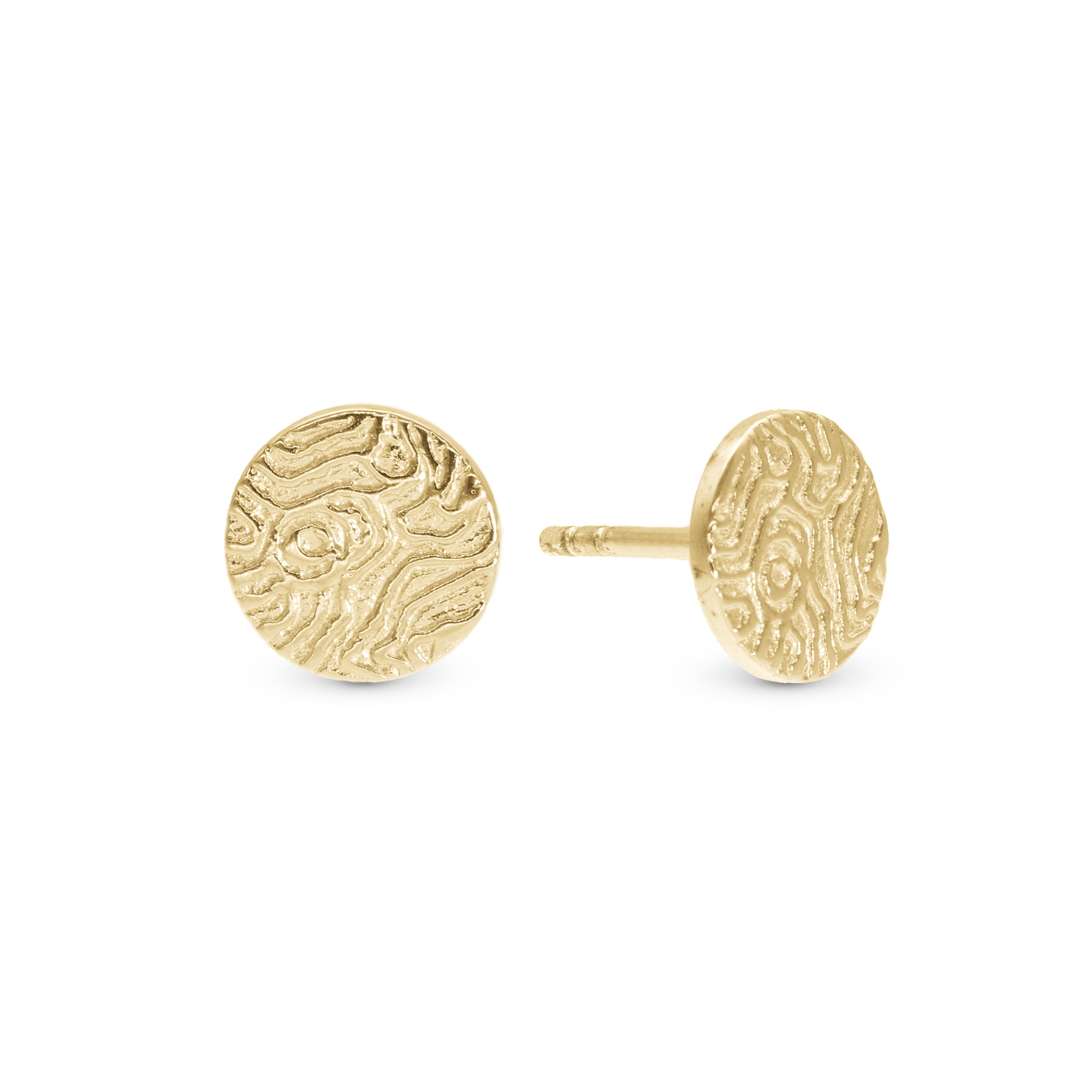 Dazzling Imprint Stud Earrings - Polished Gold Plated Sterling Silver