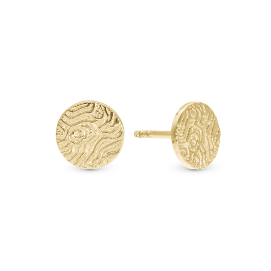 Dazzling Imprint Stud Earrings - Polished Gold Plated Sterling Silver