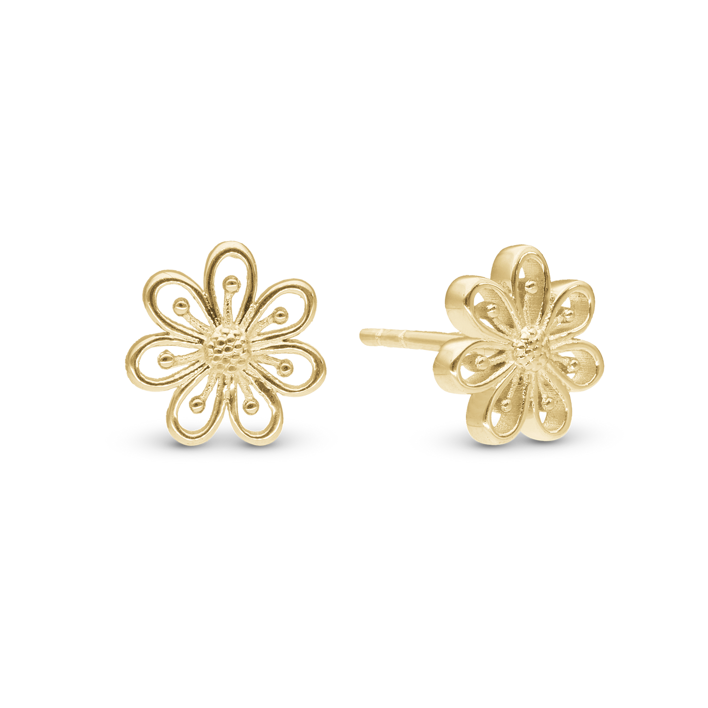Flower Heaven Stud Earrings - Polished Gold Plated Sterling Silver