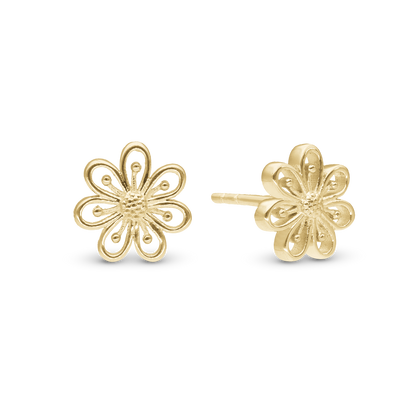 Flower Heaven Stud Earrings - Polished Gold Plated Sterling Silver