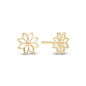 Simple Flower Stud Earrings - Polished Gold Plated Sterling Silver