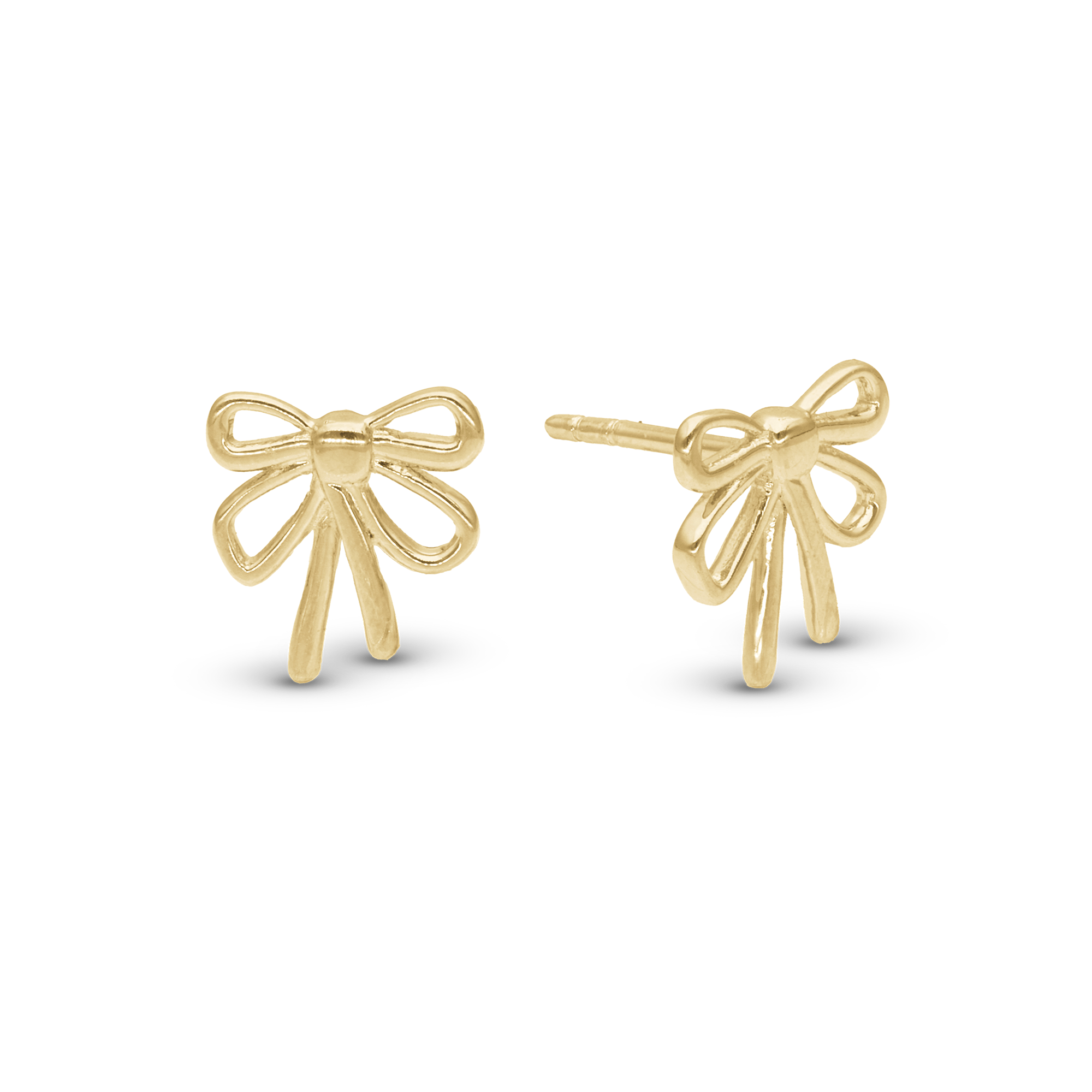Bow Stud Earrings - Polished Gold Plated Sterling Silver