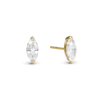 Light me up Stud Earrings - Polished Gold Plated Sterling Silver with 2 white Cubic Zirkonia