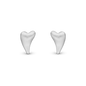 Brushed Heart Stud Earrings - Sterling Silver