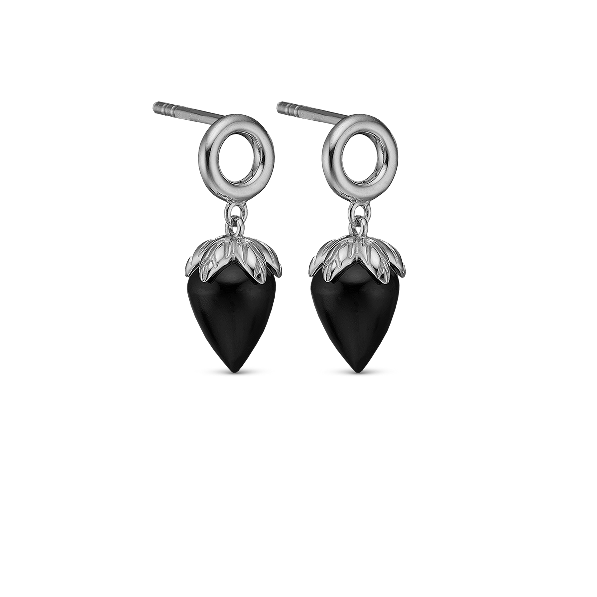 Black Chalcedony Stud Earrings - CHRISTINA