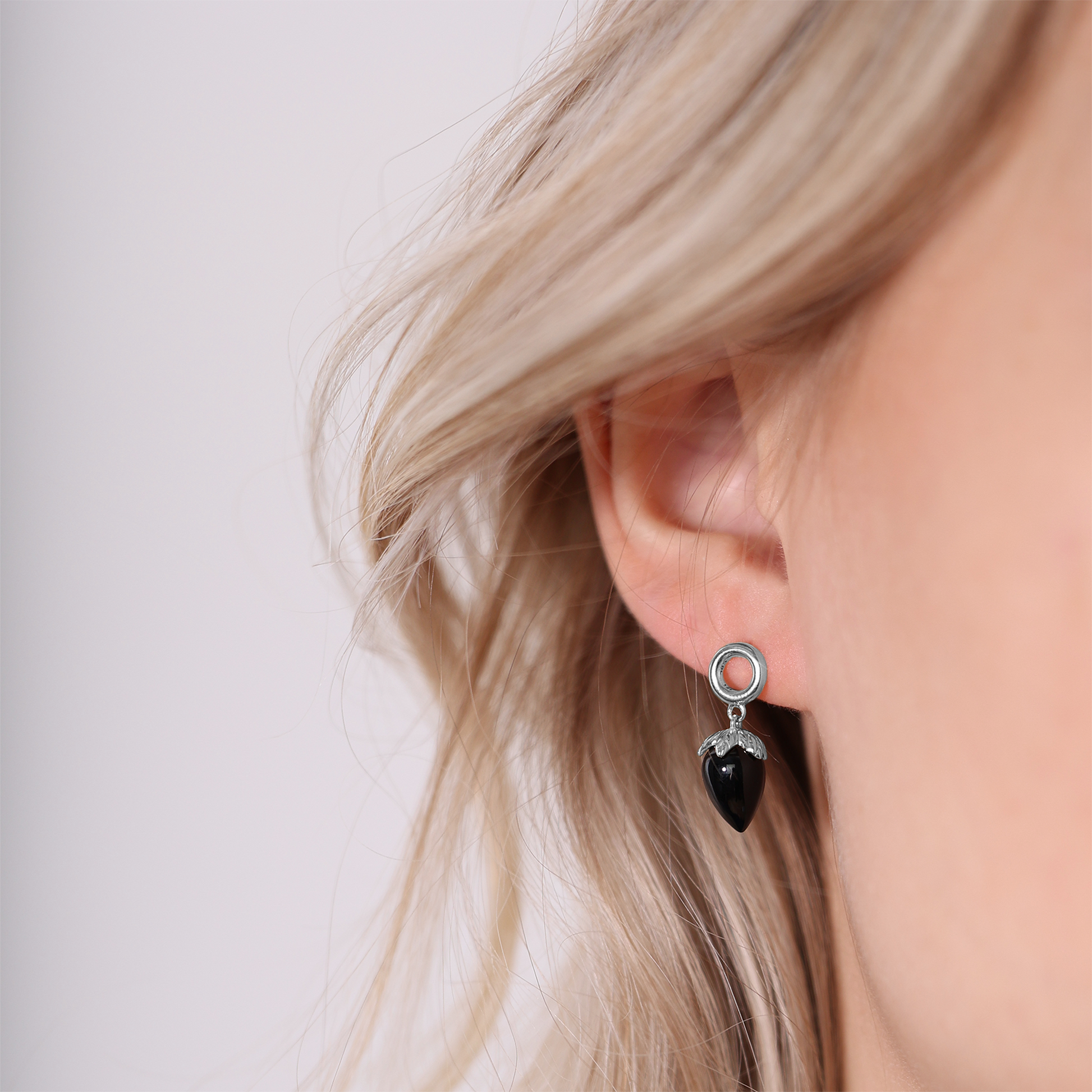 Black Chalcedony Stud Earrings - CHRISTINA