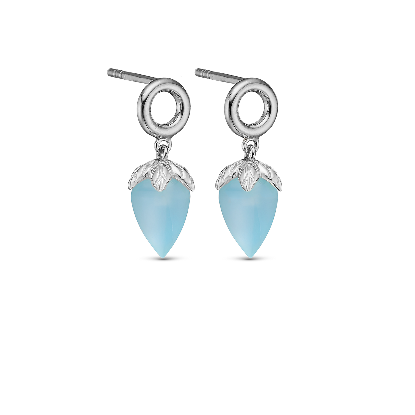 Blue Chalcedony Stud Earrings - CHRISTINA