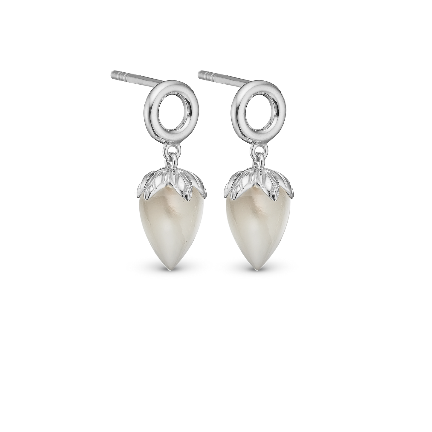 Grey Moonstone Stud Earrings - CHRISTINA