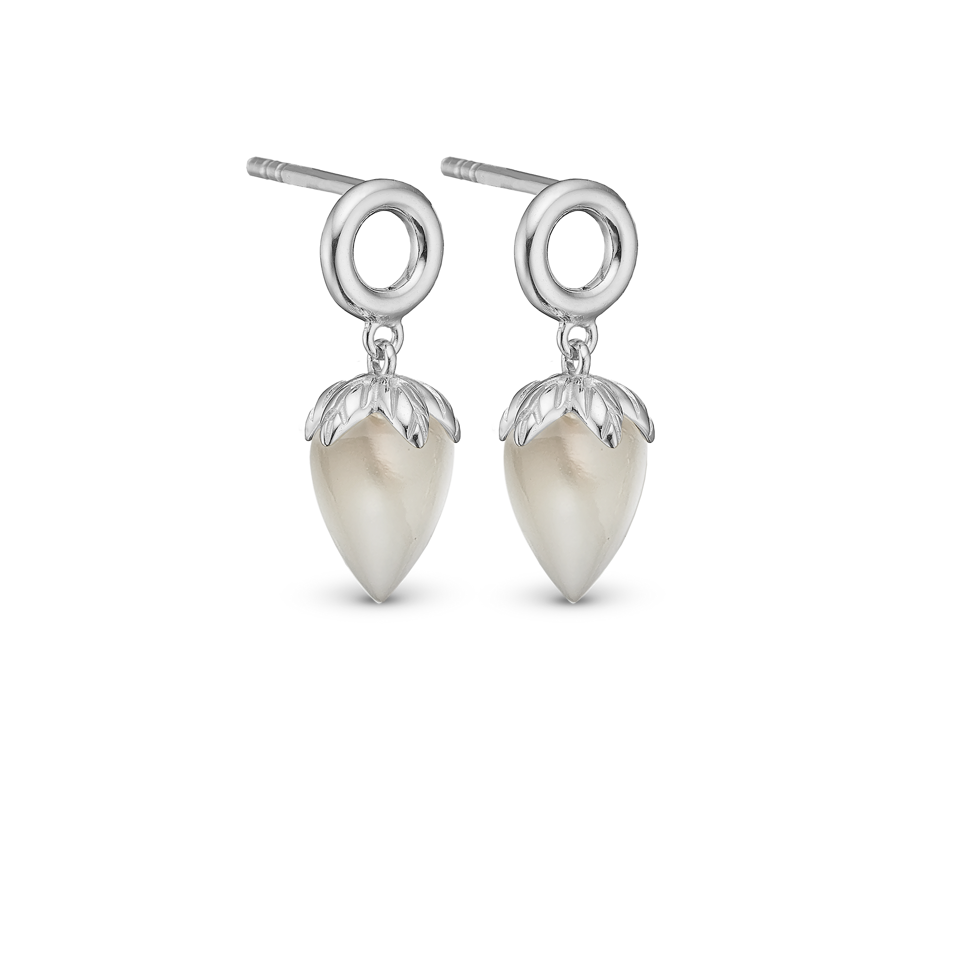 Grey Moonstone Stud Earrings - CHRISTINA