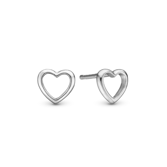 True Heart Stud Earrings - Polished Sterling Silver