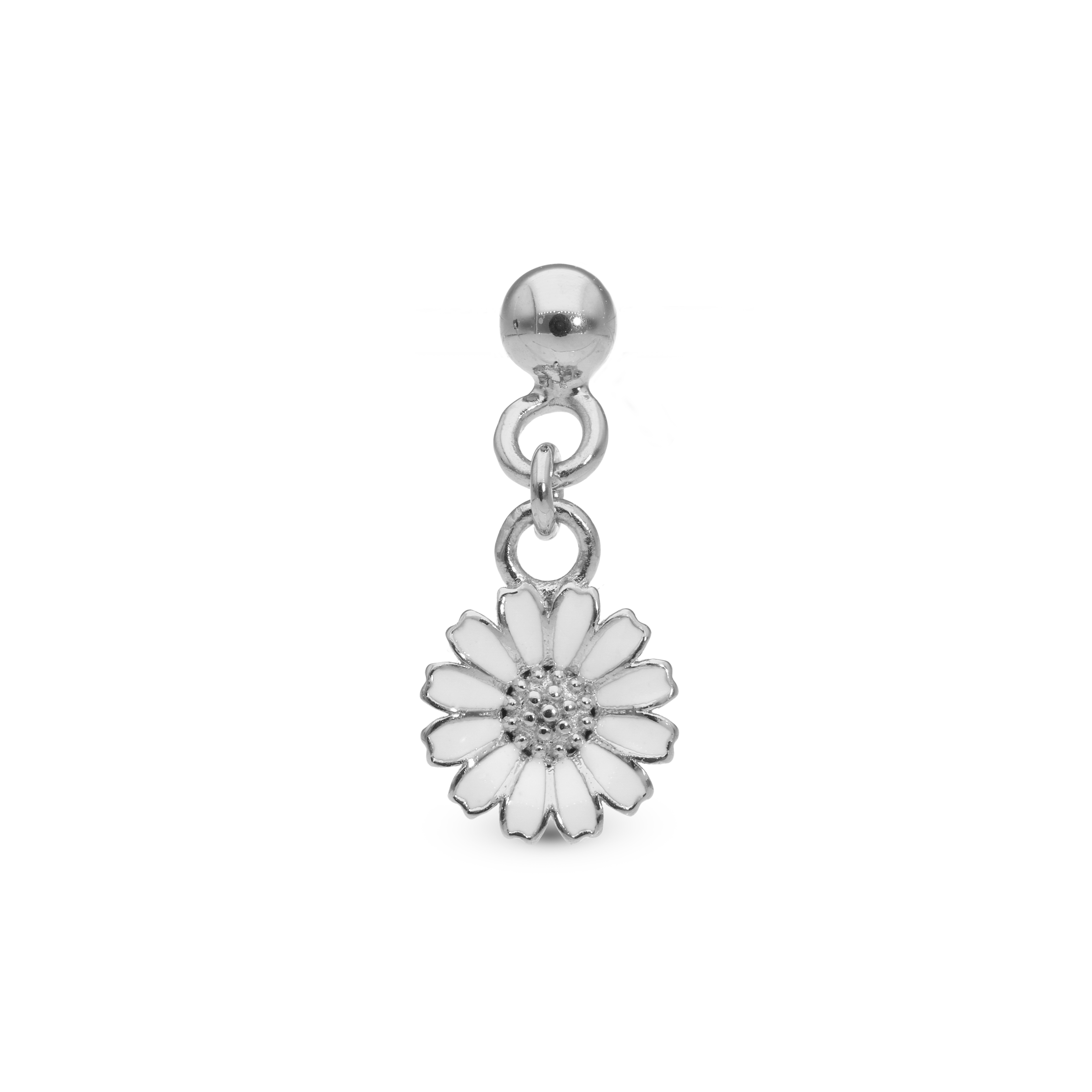 Dangling Marguerite Simple Earring Stud / Single Stud - Polished Sterling Silver