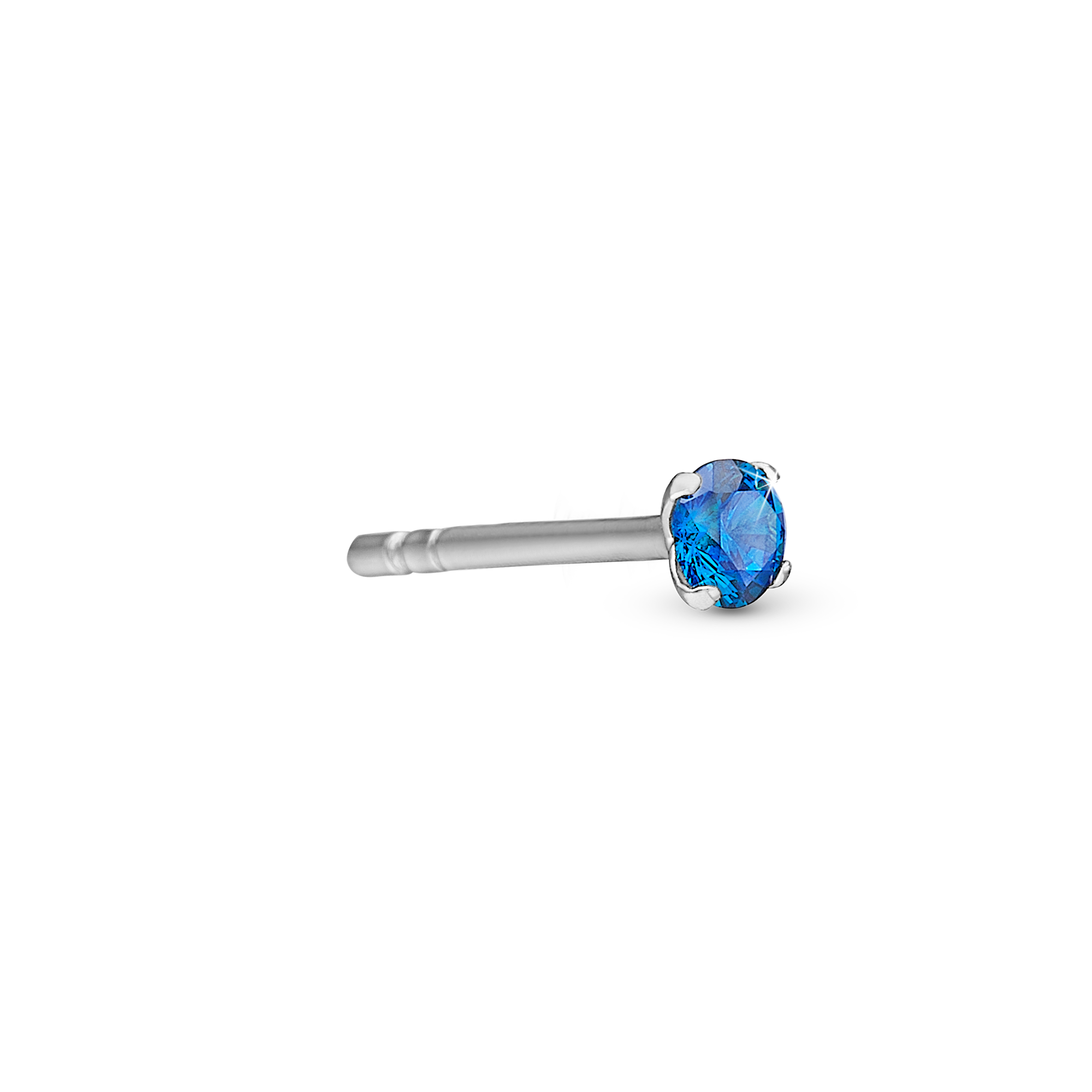 Ocean Turquoise Blue Enkelt Ørestik / Single Stud - Blankpoleret Sterling Sølv m. 1 Cubic Zirkonia