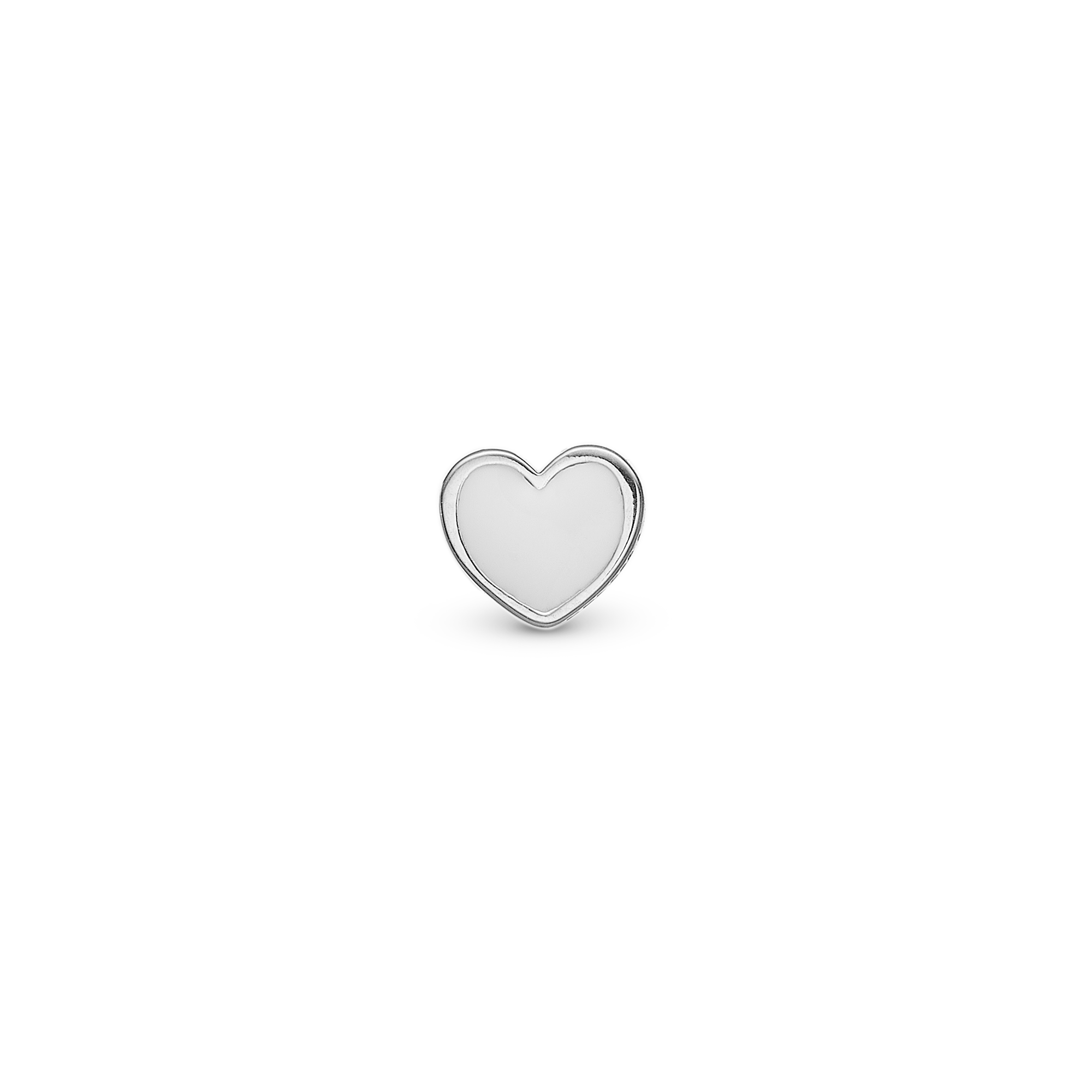 White Heart Simple Earring Stud / Single Stud - Sterling Silver