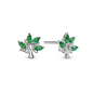 Green Family Tree Stud Earrings - Sterling Silver with 8 Greenne Cubic Zirkonia